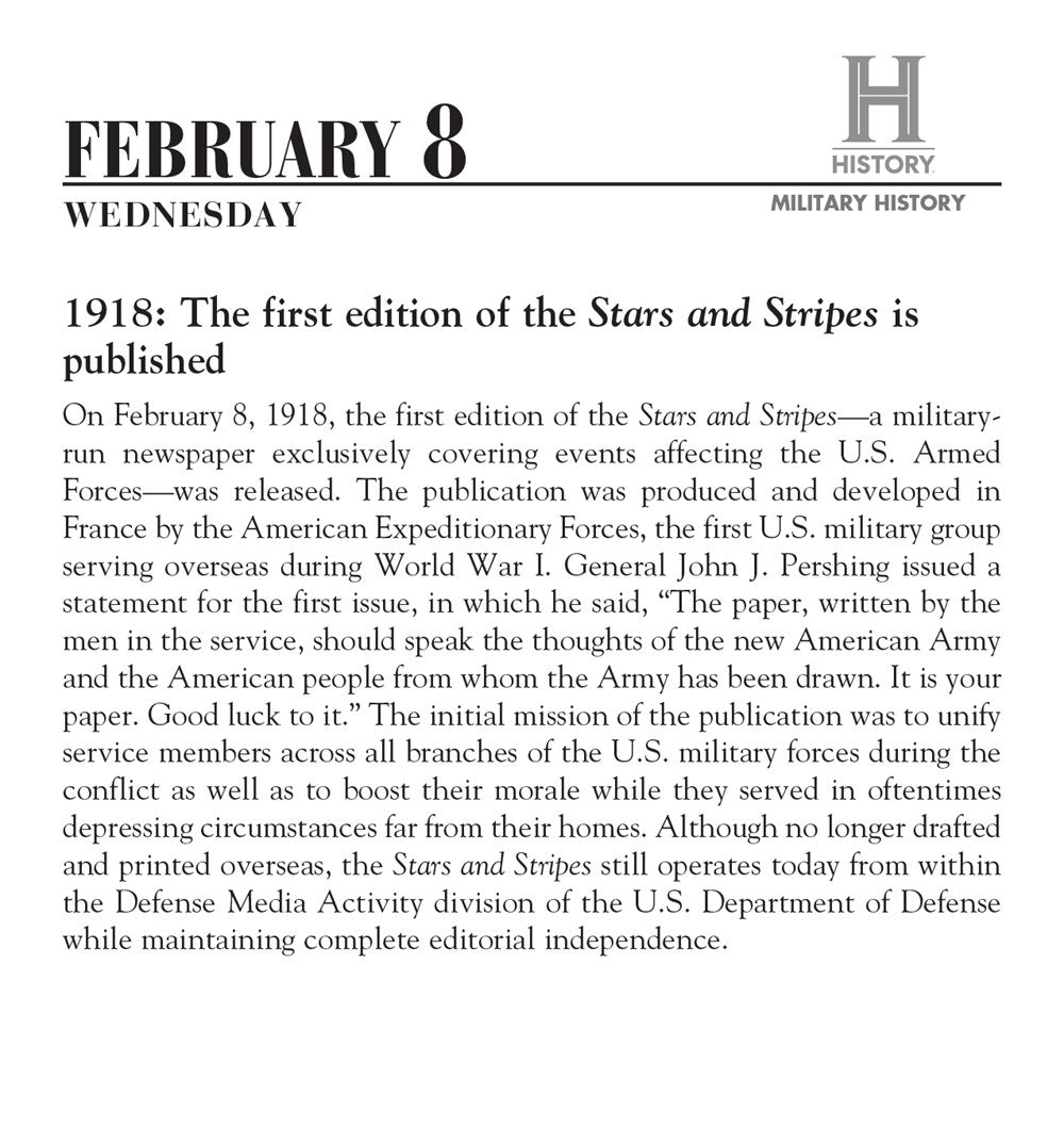 2023 History Channel This Day in Military History Boxed Calendar