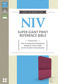 NIV, Super Giant Print Reference Bible, Leathersoft, Pink, Red Letter, Comfort Print