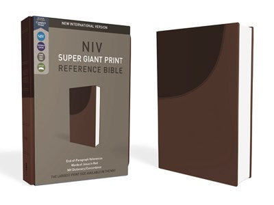 NIV, Super Giant Print Reference Bible, Leathersoft, Brown, Red Letter, Comfort Print
