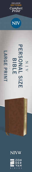 NIV, Personal Size Bible, Large Print, Leathersoft, Brown, Red Letter, Comfort Print  (Large type / large print)