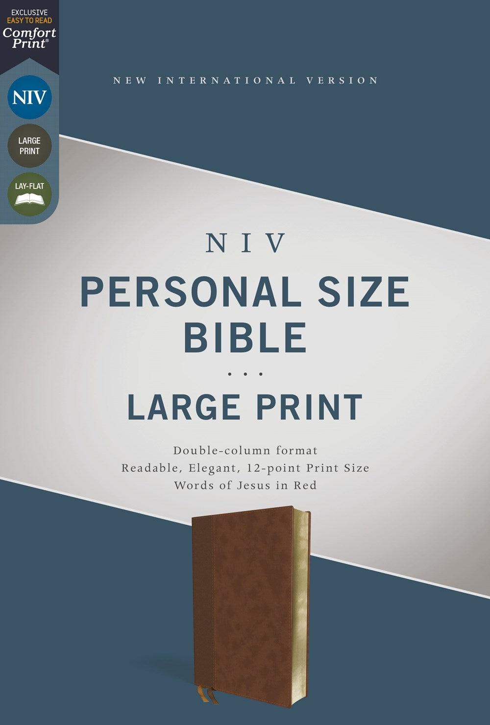 NIV, Personal Size Bible, Large Print, Leathersoft, Brown, Red Letter, Comfort Print  (Large type / large print)
