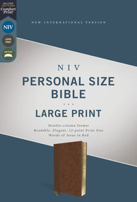NIV, Personal Size Bible, Large Print, Leathersoft, Brown, Red Letter, Comfort Print  (Large type / large print)