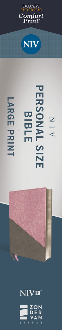 NIV, Personal Size Bible, Large Print, Leathersoft, Pink/Gray, Red Letter, Comfort Print  (Large type / large print)