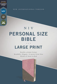 NIV, Personal Size Bible, Large Print, Leathersoft, Pink/Gray, Red Letter, Comfort Print  (Large type / large print)