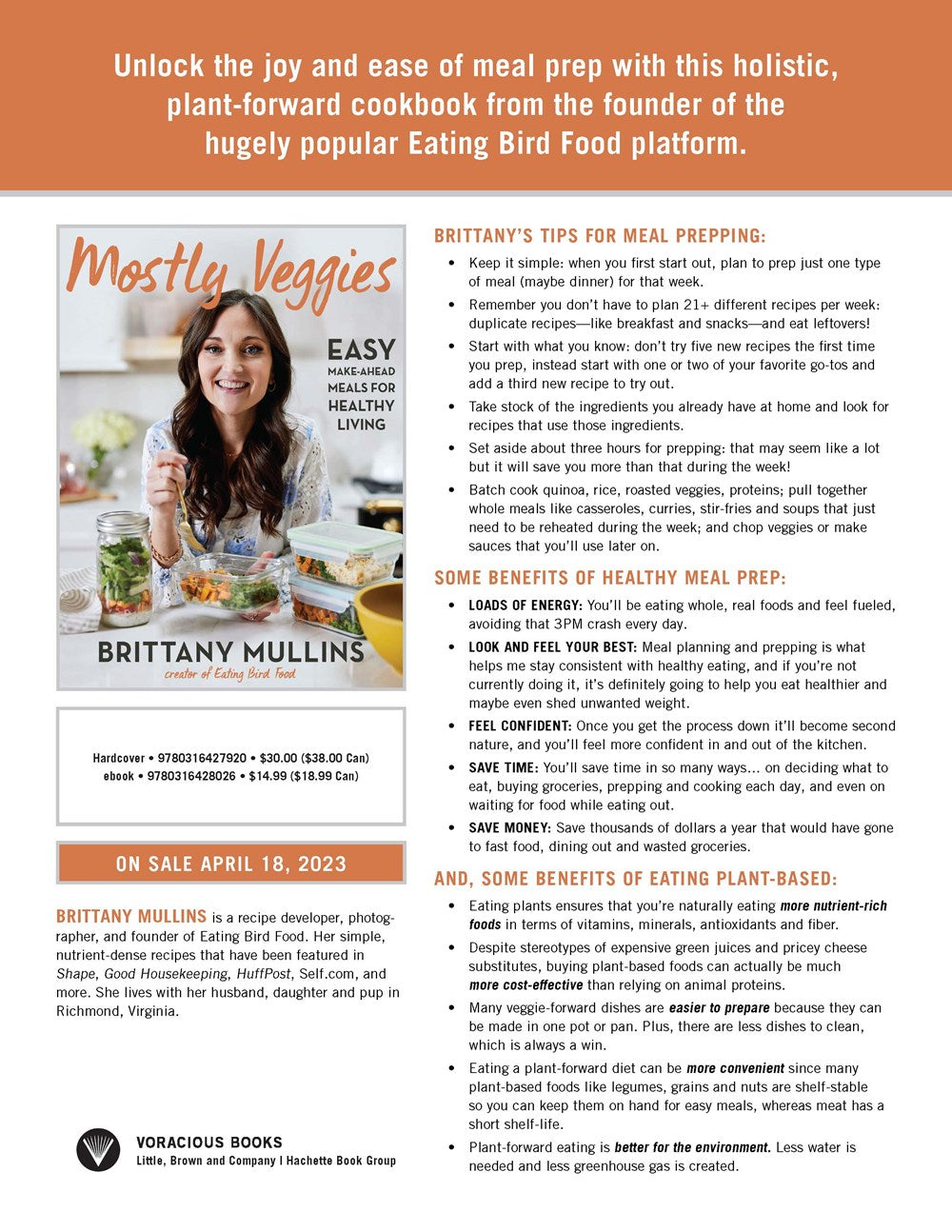 Mostly Veggies: Easy Make-Ahead Meals for Healthy Living