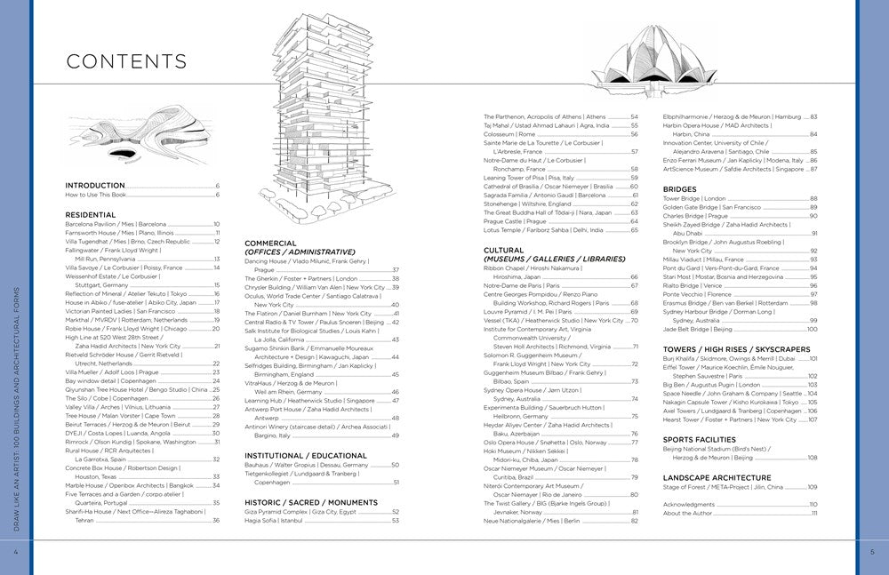 Draw Like an Artist: 100 Buildings and Architectural Forms