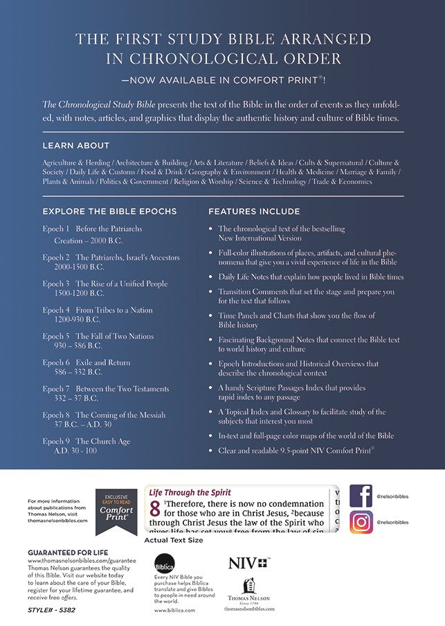 NIV, Chronological Study Bible, Hardcover, Comfort Print
