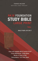 NKJV, Foundation Study Bible, Large Print, Leathersoft, Brown, Red Letter, Thumb Indexed, Comfort Print: Holy Bible, New King James Version