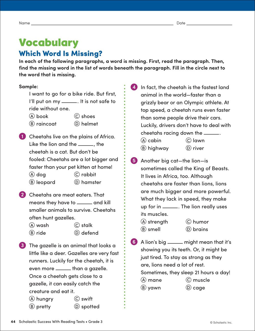 Scholastic Success with Reading Tests Grade 3 Workbook