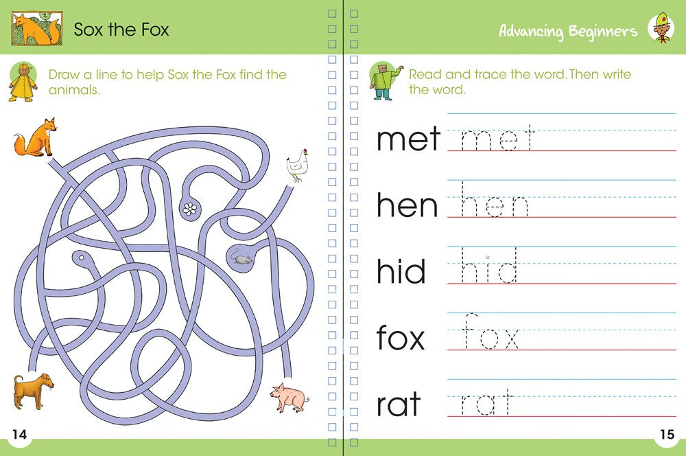 Bob Books - Wipe-Clean Workbook: Advancing Beginners | Phonics, Ages 4 and up, Kindergarten (Stage 2: Emerging Reader)