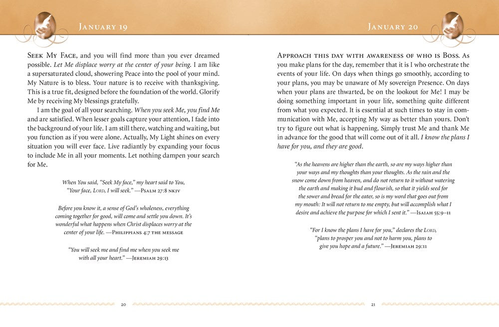 Jesus Calling, Large Text Brown Leathersoft, with Full Scriptures: Enjoying Peace in His Presence (A 365-Day Devotional) (Large type / large print)