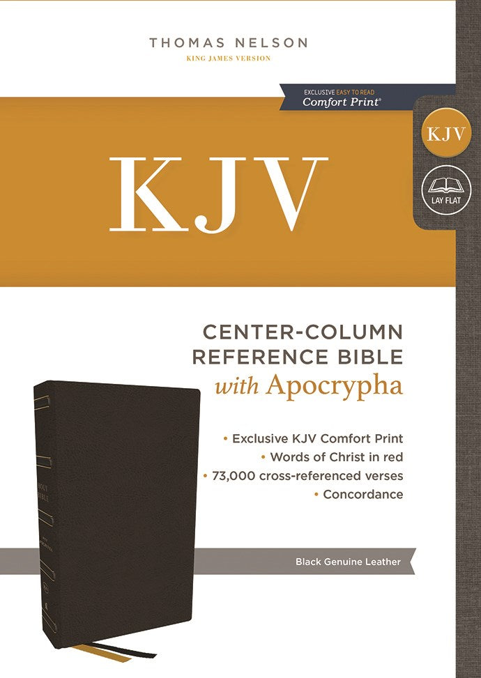 KJV Holy Bible with Apocrypha and 73,000 Center-Column Cross References, Black Genuine Leather, Red Letter, Comfort Print: King James Version