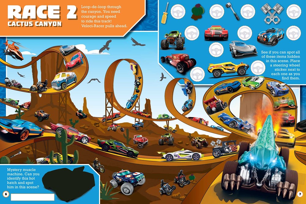 Hot Wheels: The Big Race Seek and Find : 100% Officially Licensed by Mattel, Over 200 Stickers, Perfect for Car Rides for Kids Ages 4 to 8 Years Old
