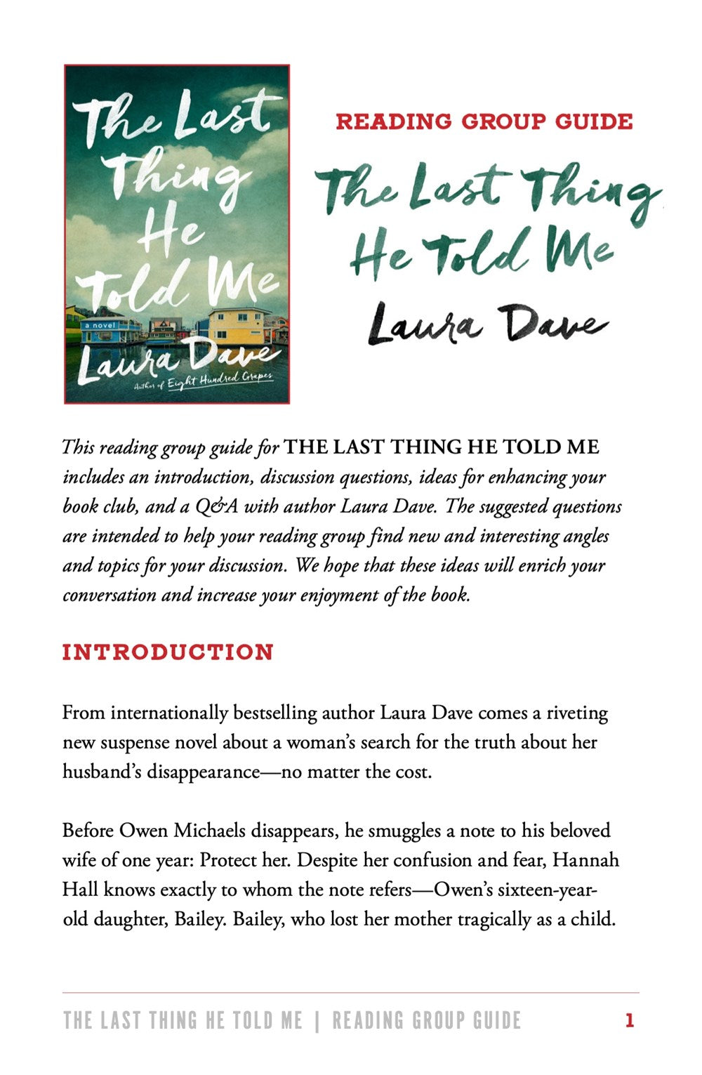 The Last Thing He Told Me: A Novel