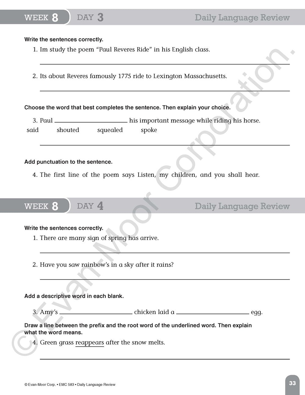 Daily Language Review, Grade 5 Teacher Edition