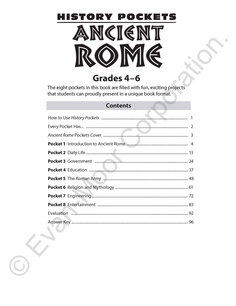 History Pockets: Ancient Rome, Grade 4 - 6 Teacher Resource