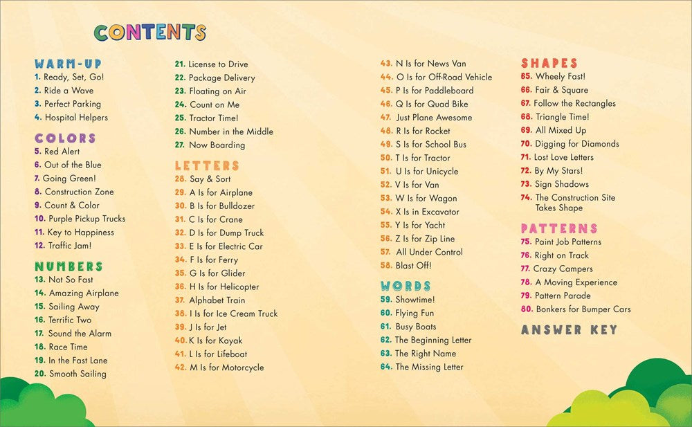 Preschool Activity Book Trucks, Cars, and Airplanes