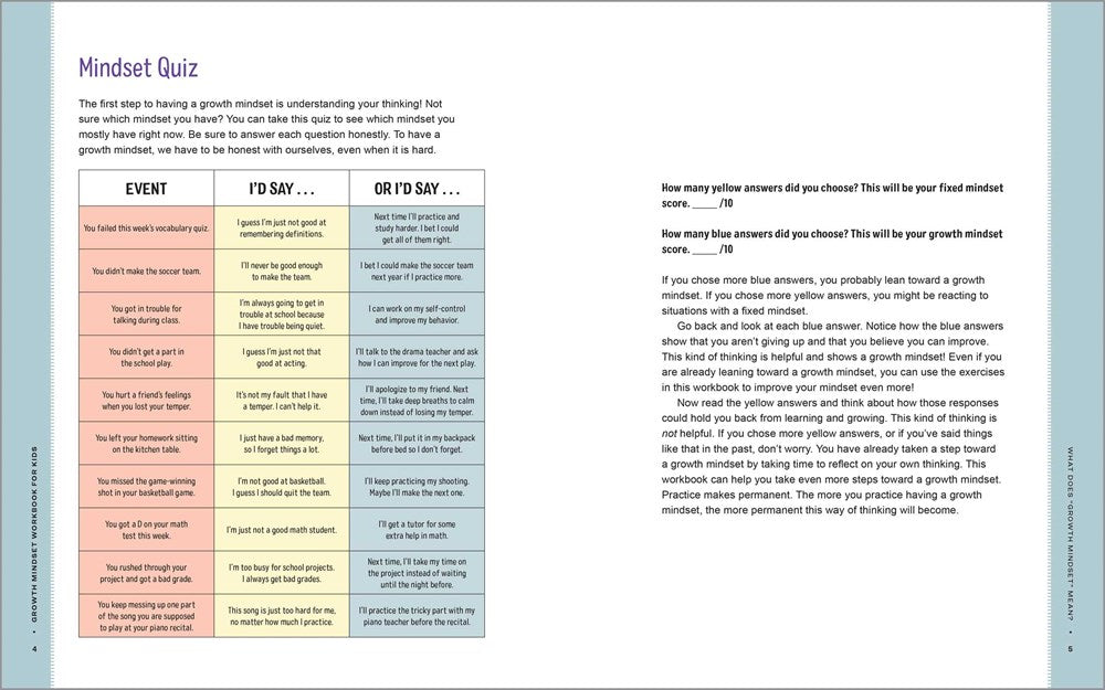 Growth Mindset Workbook for Kids