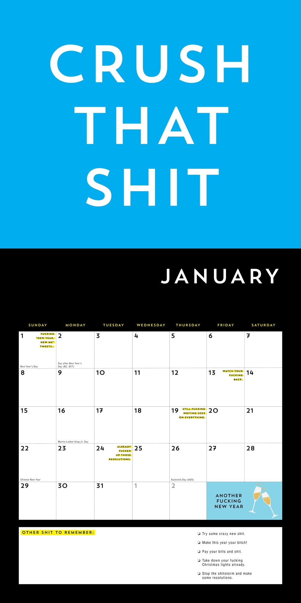 A F*cking 2023 Wall Calendar: Get Your Sh*t Together This Year - Includes Stickers!
