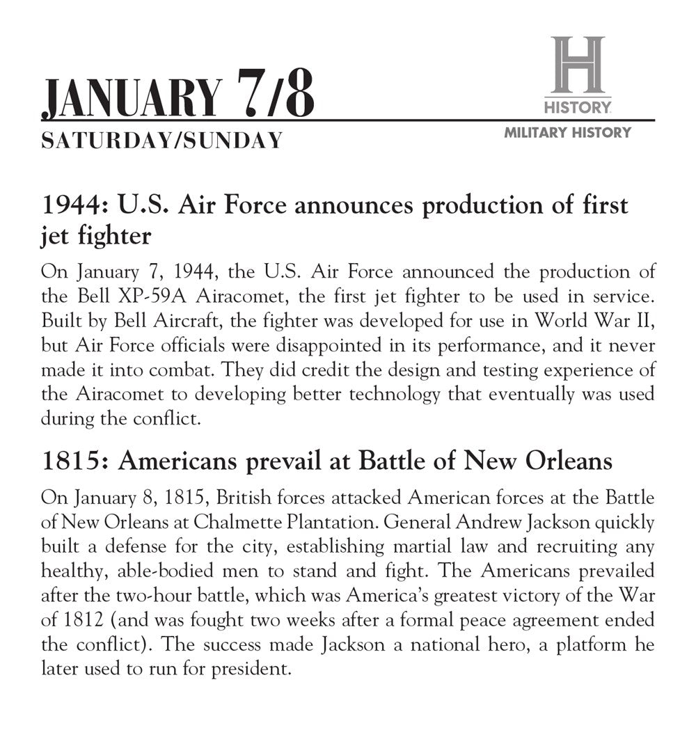 2023 History Channel This Day in Military History Boxed Calendar