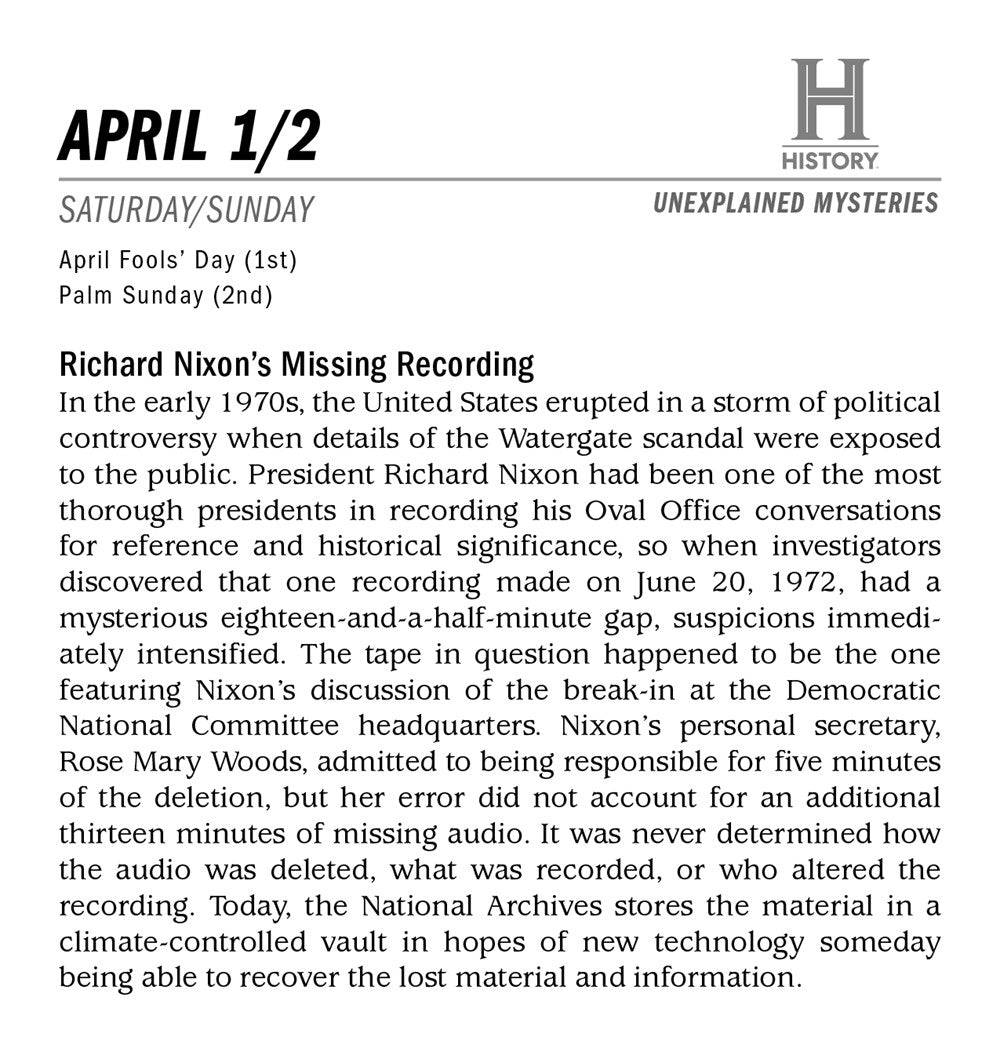 2023 History Channel Unexplained Mysteries Boxed Calendar