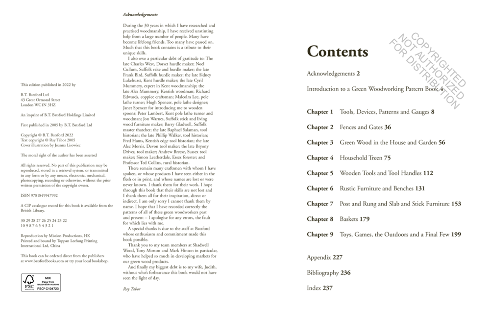 Green Woodworking Pattern Book