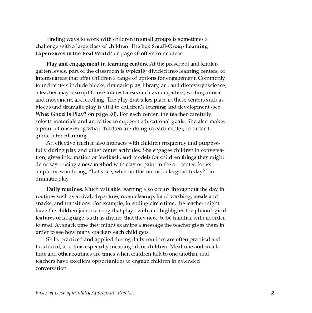 Basics of Developmentally Appropriate Practice