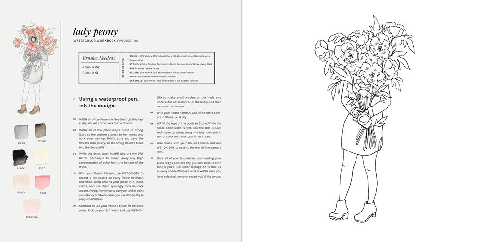 Watercolor Workbook: 30-Minute Beginner Botanical Projects on Premium Watercolor Paper