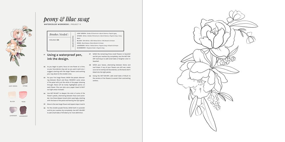 Watercolor Workbook: 30-Minute Beginner Botanical Projects on Premium Watercolor Paper