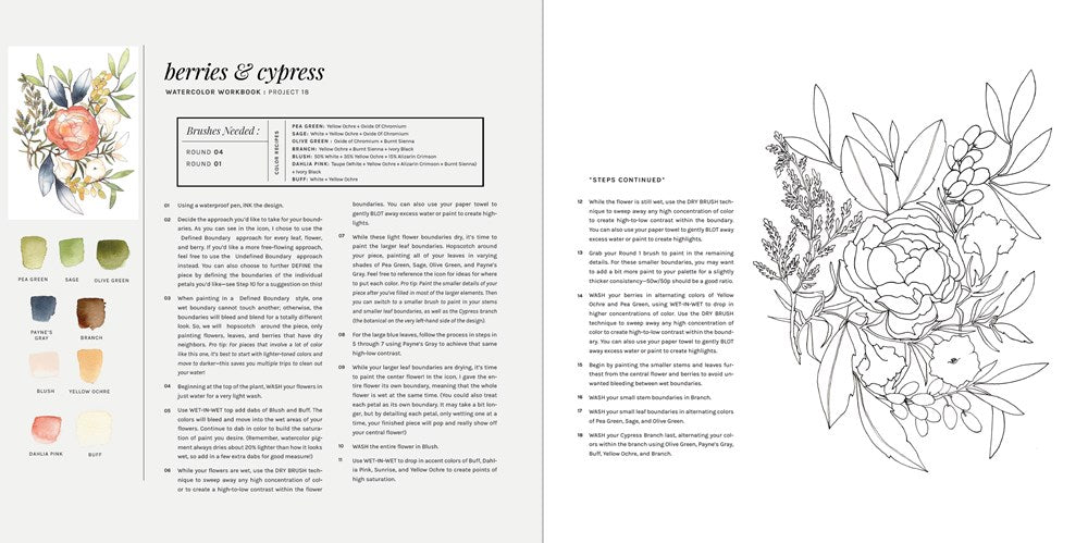 Watercolor Workbook: 30-Minute Beginner Botanical Projects on Premium Watercolor Paper