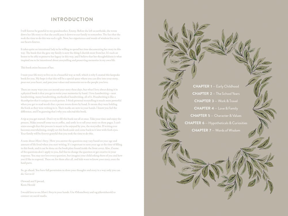 Mom's Story: A Memory and Keepsake Journal for My Family