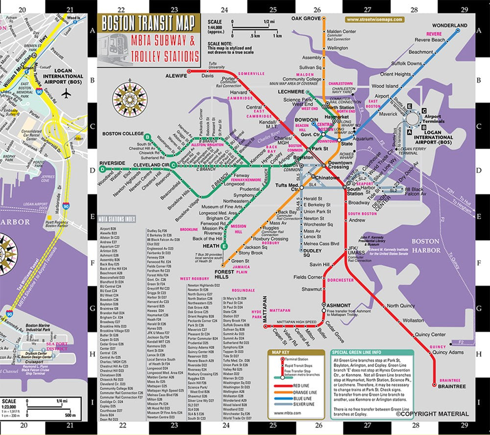 Streetwise Boston Map - Laminated City Center Street Map of Boston, Massachusetts