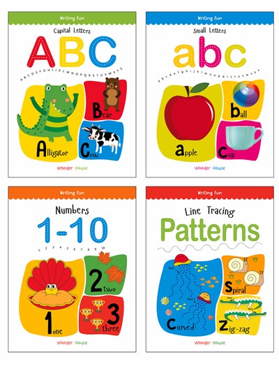 Writing Practice Boxset: Pack of 4 Books (Writing Fun: Write And Practice Capital Letters, Small Letters, Patterns and Numbers 1 to 10)