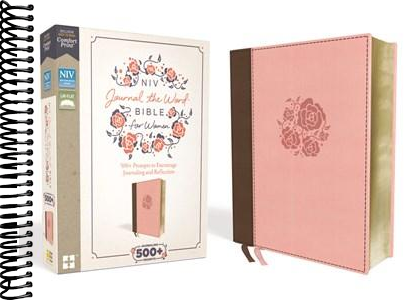 NIV, Journal the Word Bible for Women (With Space for Your Own Artwork), Leathersoft, Brown/Pink, Red Letter, Comfort Print: 500+ Prompts to Encourage Journaling and Reflection