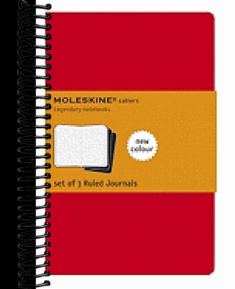 Moleskine Cahier Journal (Set of 3), Large, Ruled, Cranberry Red, Soft Cover (5 x 8.25)
