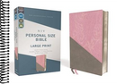 NIV, Personal Size Bible, Large Print, Leathersoft, Pink/Gray, Red Letter, Comfort Print  (Large type / large print)