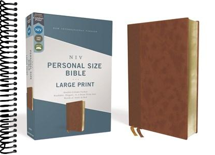NIV, Personal Size Bible, Large Print, Leathersoft, Brown, Red Letter, Comfort Print  (Large type / large print)